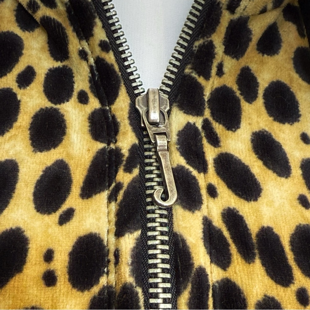 Y2K JUICY COUTURE TAN BROWN BLACK VELOUR VELVET ZIP UP HOODIE SWEATSHIRT - Picture 6 of 9